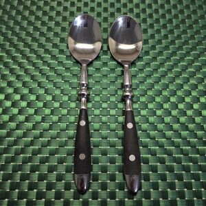 Hampton Silversmiths BISTRO BLACK Teaspoons Lot Set of 2 Stainless FADED HANDLES